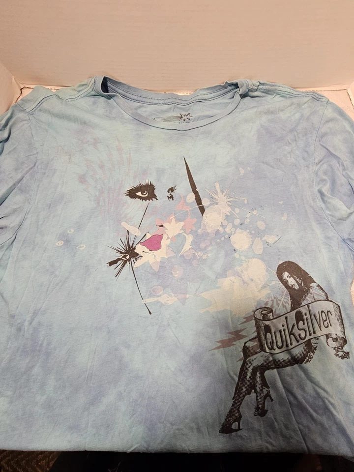 Camiseta para mujer vintage Quicksilver skate surf suave delgada 100 % algodón hilado en anillas Foto 4 de 4