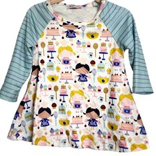 Pete and Lucy Kids Girls Dress Baking Party Print Raglan Sleeve