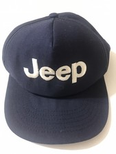 Vintage Jeep Five Panel Flat Bill Baseball Cap Navy Blue Hat Made in USA EUC