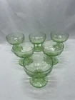 VTG Anchor Hocking Lot of 6 Depression Uranium Glass Cameo Pattern Goblets 3.5”