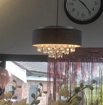 Kristall 4 Lichter Trommel Schirm Hängehalterung für Gewölbe Decke mit Chrom Oberfläche
