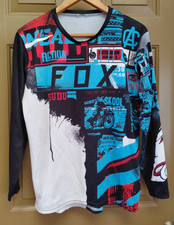 Vintage Fox Racing Moto Cross Longsleeve Jersey Men’s M Blue 90s Y2K AOP