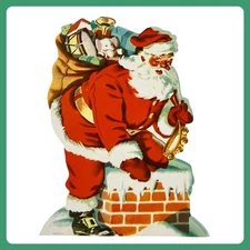1950s Santa Claus Cardboard Sign • 12" Stand Up Easel Back • Vintage Christmas