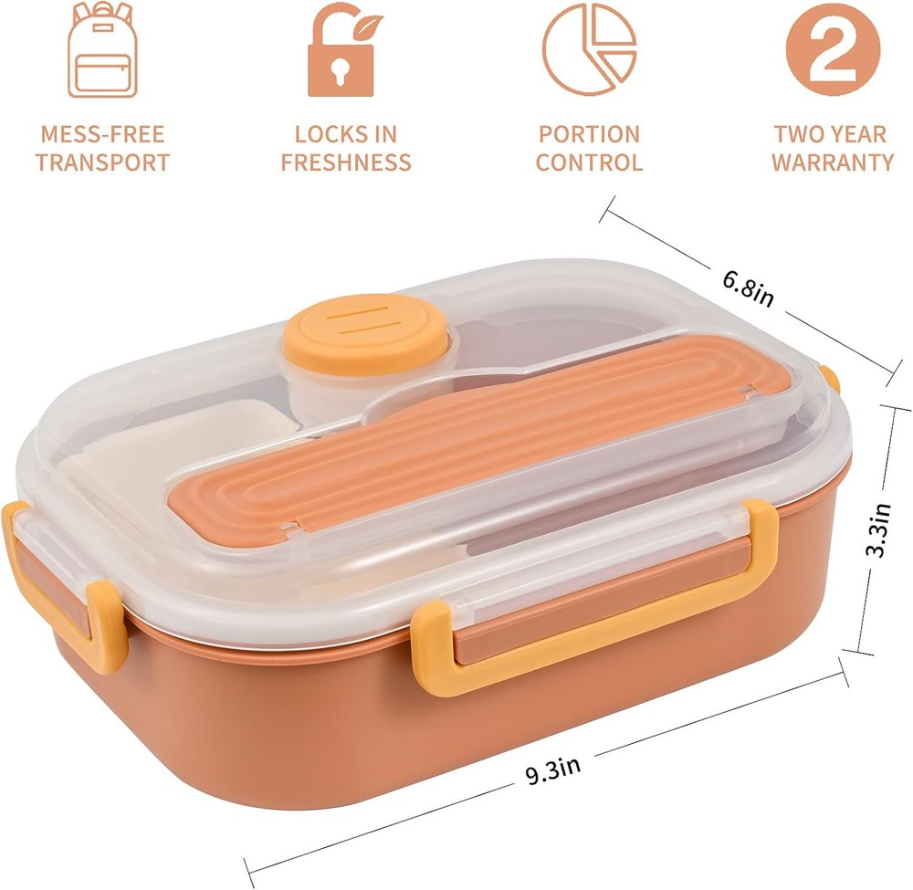 Bento Box for Kids and Adults, 1300ML Lunch Box with Sauce Container (Pink)