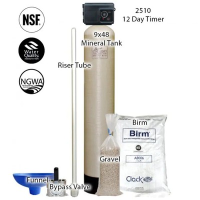 Birm Iron Filter System with 9'' X 48'' Tank & Fleck 2510 12 Day Timer-9'' X 48''
