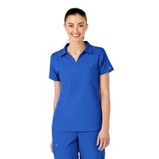 Wink W123 Women's Collar Scrub Top Small Royal