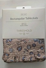 Blue Brown Floral 60 x 84" Floral Print Ruffle Tablecloth -Threshold 100 Cotton