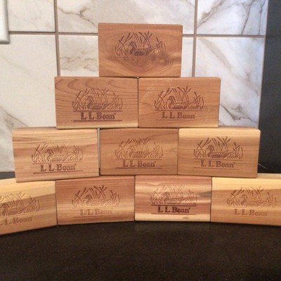 10 LL Bean Cedar Wood Blocks Bricks Home Decor Moth Repellent Duck in Grass