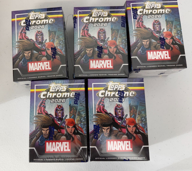 Lot of 5 2026 Topps Chrome Marvel Comics  Factory Sealed Blaster Boxes (24B)