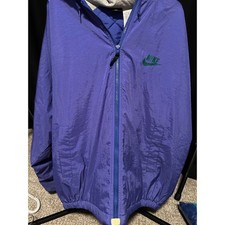 Vintage 90s Nike F41204SID Purple Nylon Hooded Windbreaker Jacket XXL Big Swoosh