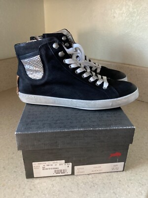 Brusque Hightop Sneakers Black Leather Suede Shoes High Top NEW Women s Size 8.5