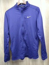 Nike Running Dri-Fit Mens Medium Full Zip Mock Neck Sweatshirt Thumbholes Blue