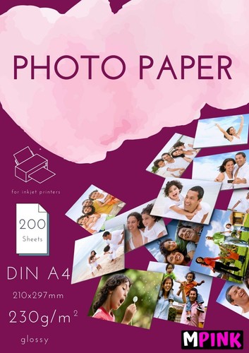 200 arkuszy papieru fotograficznego DIN A4 180 200 230 g/m2 biały błyszczący błyszczący papier fotograficzny - Zdjęcie 8 z 8