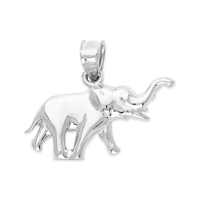 Massiver Weißgold Elefant Anhänger in 10 oder 14k, Glücksbringer für Frauen