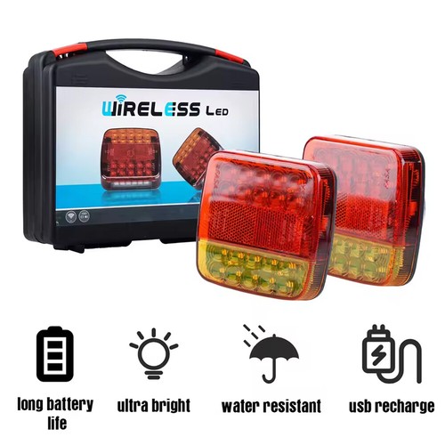12-24V Wireless USB Magnetic LED Tail Lights kit Towing Trailer Rear Lights NEW - Picture 3 of 19