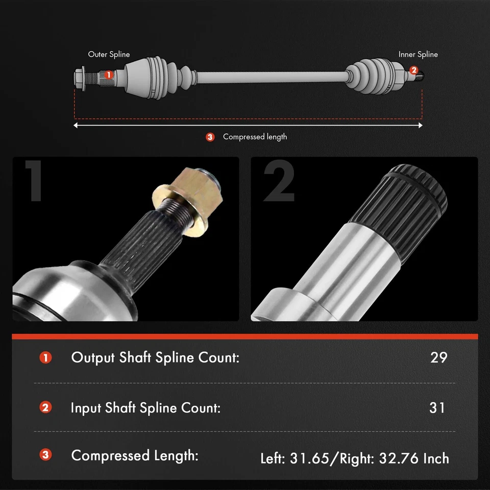 2 件后侧 CV 轴轴组件适用于福特探险家林肯飞行员水星 — 第 2/4 张图片