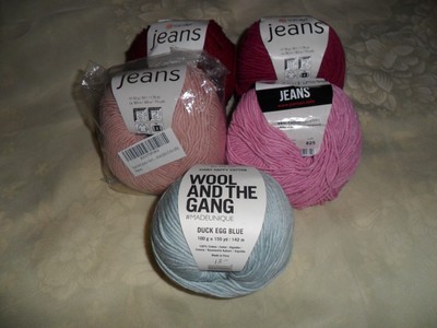 Lot of (5) Skeins: Yarn Art Jeans / Wool and the Gang - Asst Colors EUC