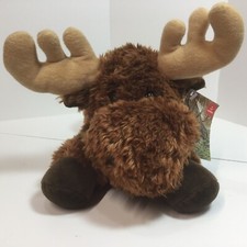 Aurora Laying Brown Moose Plush 10"