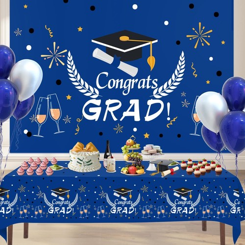 3 Pack Graduation Tablecloths 54"x108" Plastic Class of 2024 Congrats Grad Table - Picture 4 of 7