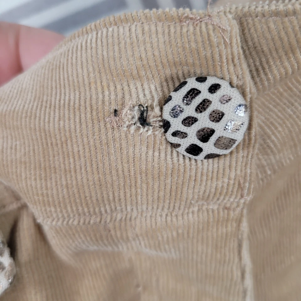 Calça de veludo vintage tamanho 16 38" cintura x 29" perna reta bronzeada cintura elástica - Imagem 3 de 4