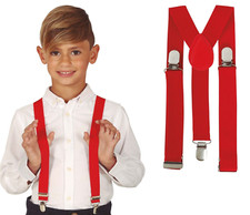 Children Red Braces Suspenders Fancy Dress Costume Girls & Boys 1920S