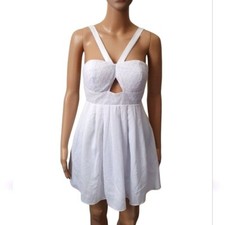 White cocktail Dress Sze 10 fit and flare bulk cut out summer frill Moolola