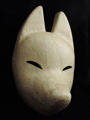 Komendo Full Face Fox Mask Kitsune For Painting Drawing Paper Beige original JP