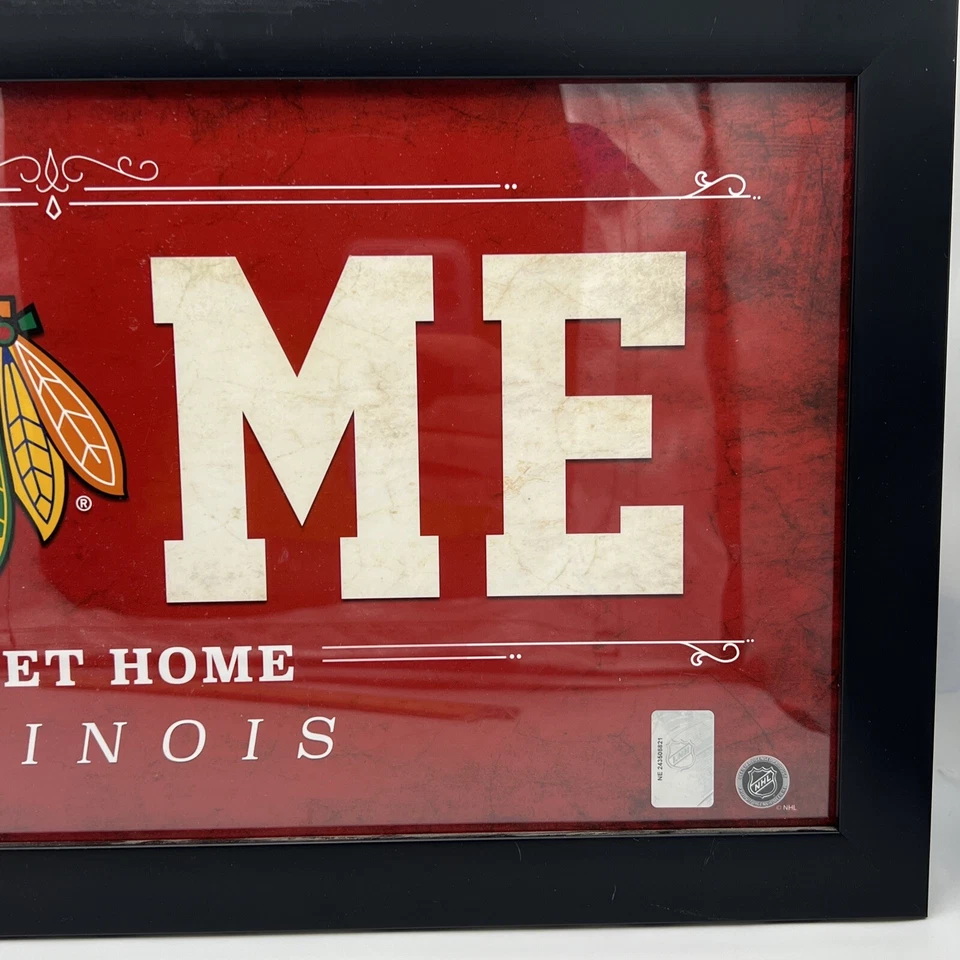 Letrero de los Chicago Blackhawks rojo blanco hogar dulce hogar NHL hockey 12 X 21,75" Foto 4 de 4