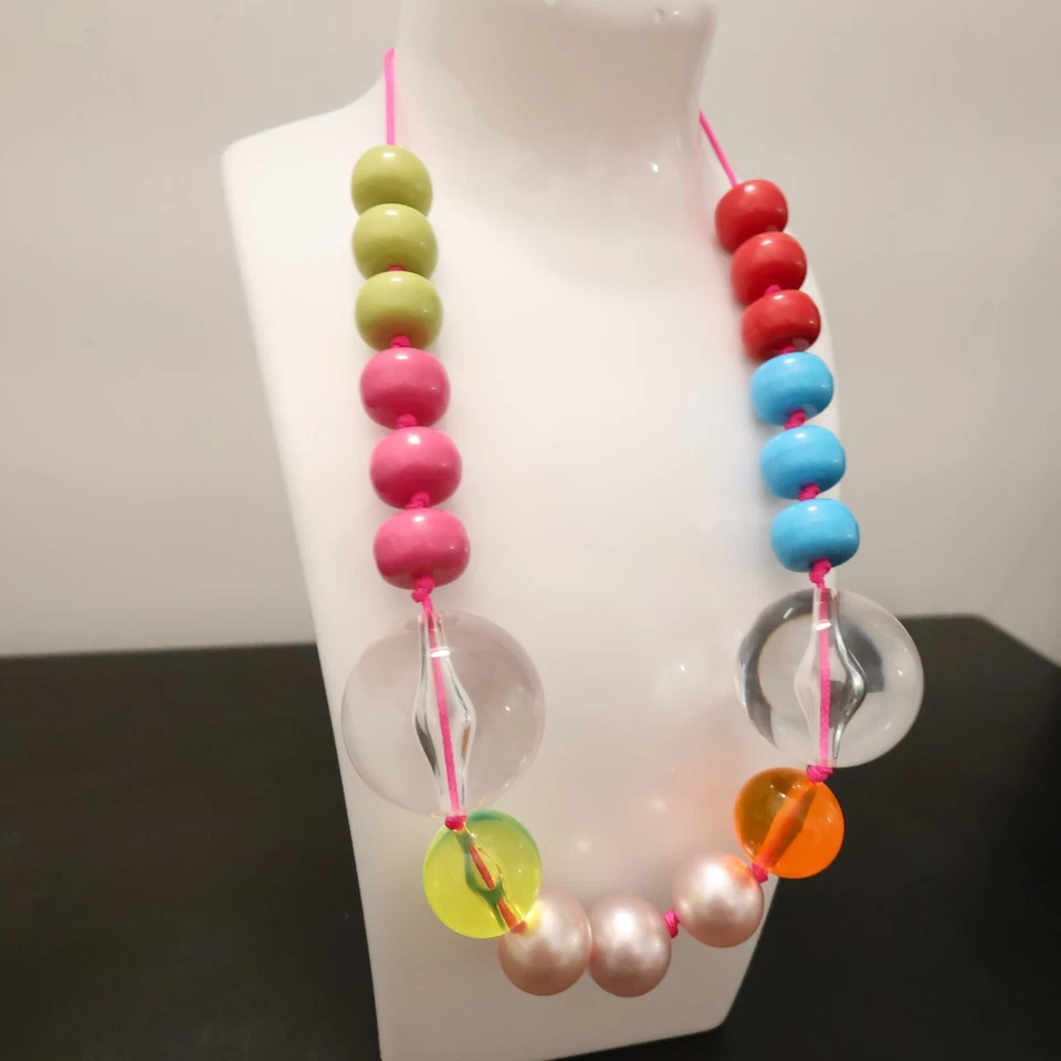 Tarina Tarantino Collar Candy Rave Gargantilla Colorido Lucite Cuentas Satén Cordón Corbata Foto 3 de 4