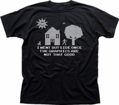 I go outside once the graphics are not good Xbox PS4 lustiges schwarzes T-Shirt 5031