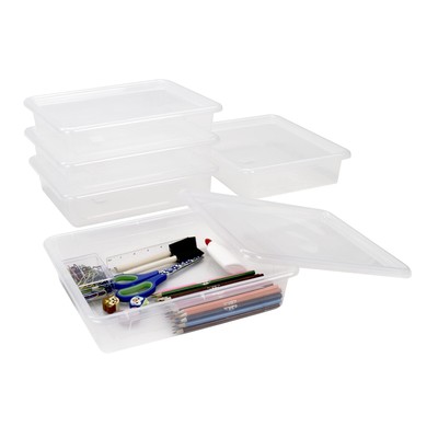 Letter Size Deep Storage Tray   Organizer Bin with Non-Snap Lid for Classroom...