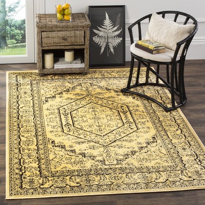Adirondack Collection Accent Rug - 4' x 6', Gold & Black, Oriental Medallion ...