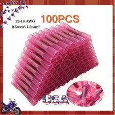 100Pcs 22-16AWG Red Heat Shrink Wire Butt Connectors Waterproof Splice Terminals