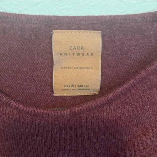 Zara Knitwear Girls Burgundy Pullover Sweater 8 - Picture 6 of 6
