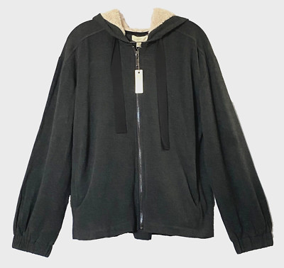Cupio Blush Hoodie XL Charcoal Dark Gray Heather Fleece Lined Hood Full Zip NWT