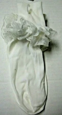 Socks, White W/Sheer Lace, Sock Size 6-7.5, Shoe Size 7-10 By Two Feet Ahead,New