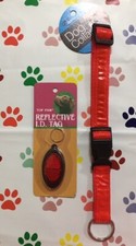 Reflective Dog Collar and ID Tag - RED - Medium - Be seen - New - 14"