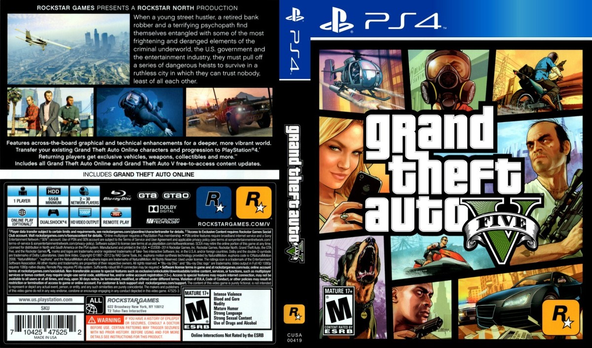 Grand Theft Auto V (Sony PlayStation 4, 2014) for sale