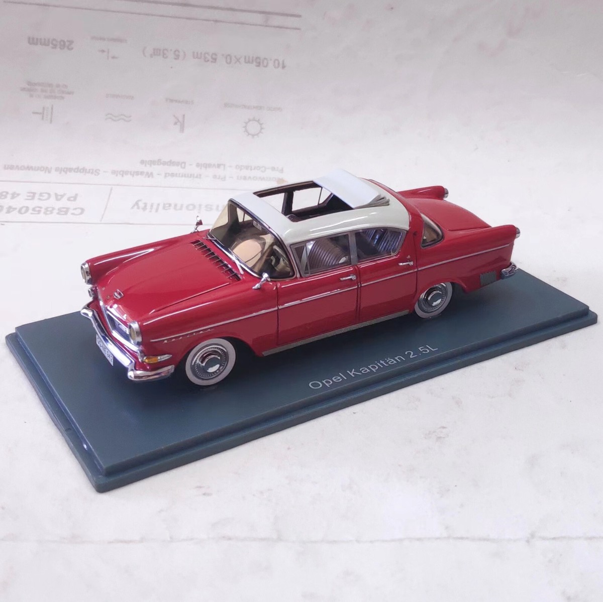 NEO 1/43 Scale Resin Model Opel Kapitan 2.5L red/White 1958 | eBay