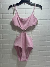 NWT aerie Ribbed One Piece Bikini Cut Out Circle Connection PINK Medium 60