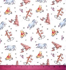 Winnie the Pooh Fabric - HALF YARD - 100 Cotton Tigger Piglet Eeyore White Baby