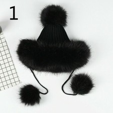 Donna Pelliccia Finta Ushanka Colbacco Russo Cosacco Pom Pom Inverno Sci Rétro