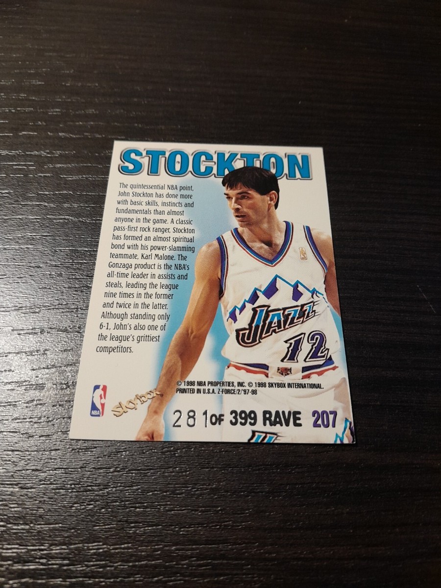 1997-98 Z-Force Rave John Stockton #D 281/399 Jazz Zupermen | eBay
