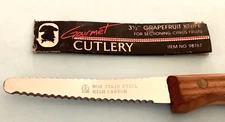 NEW Vtg High Carbon Stainless & Oak Wood GRAPEFRUIT KNIFE Fruit Serrated JAPAN