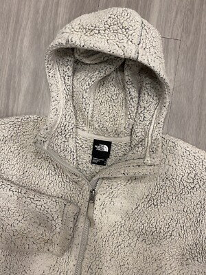 The North Face M Sherpa High Pile Furry Fleece Jacket Womens Medium Cream Zip