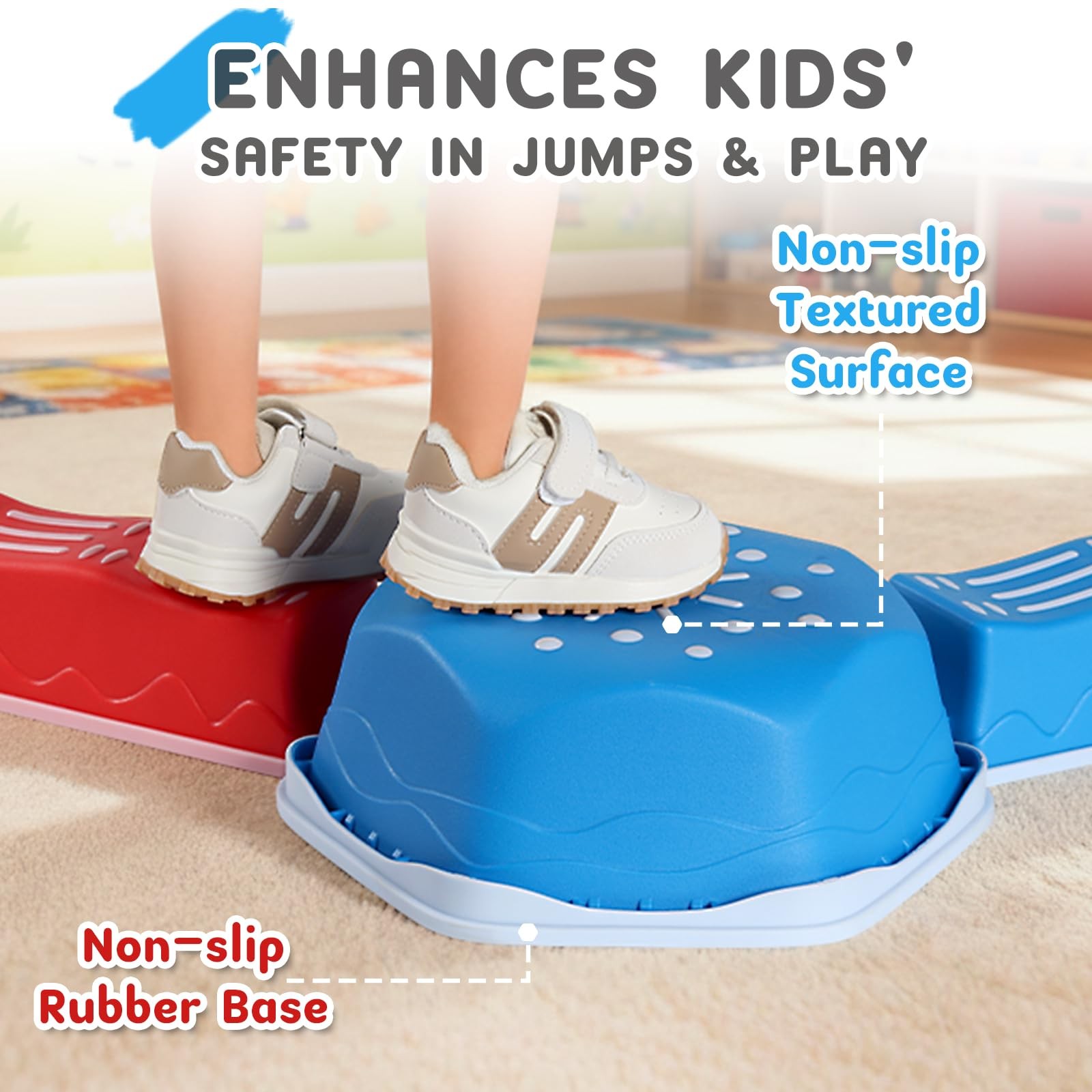 Balance Beam for 18Pcs Non-Slip Stepping Stones Obstacle Course for Toddlers ... thumbnail 4