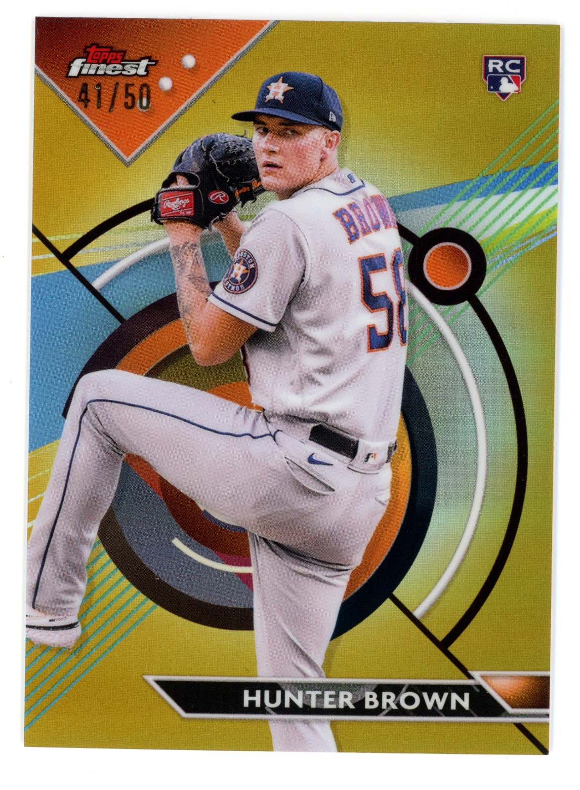 2023 Topps Finest #69 Hunter Brown RC TRUE GOLD REFRACTOR /50 Rookie Card