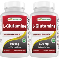 2 Pack Best Naturals L-Glutamine 500 mg 250 Tablets