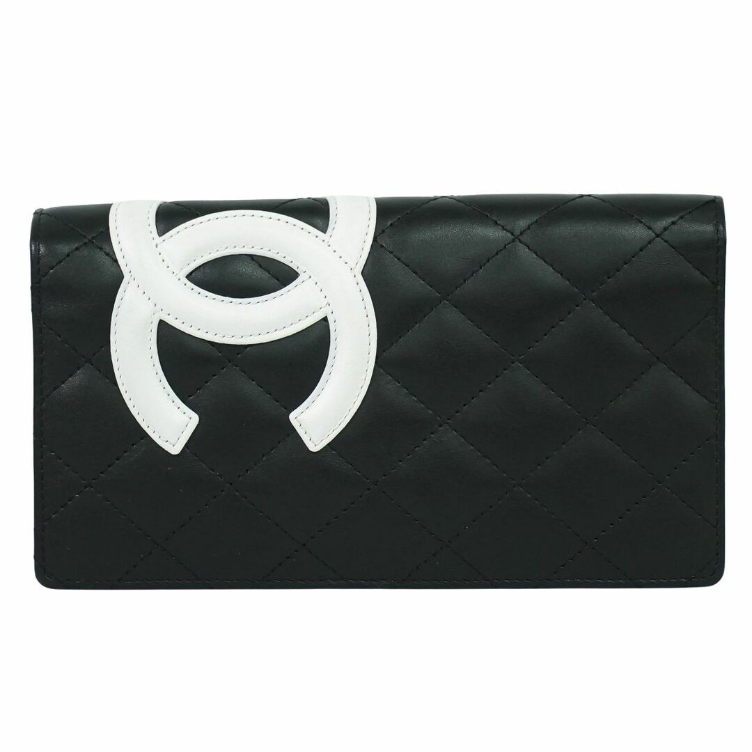 Chanel Cambon Line Long Wallet Leather Black Used