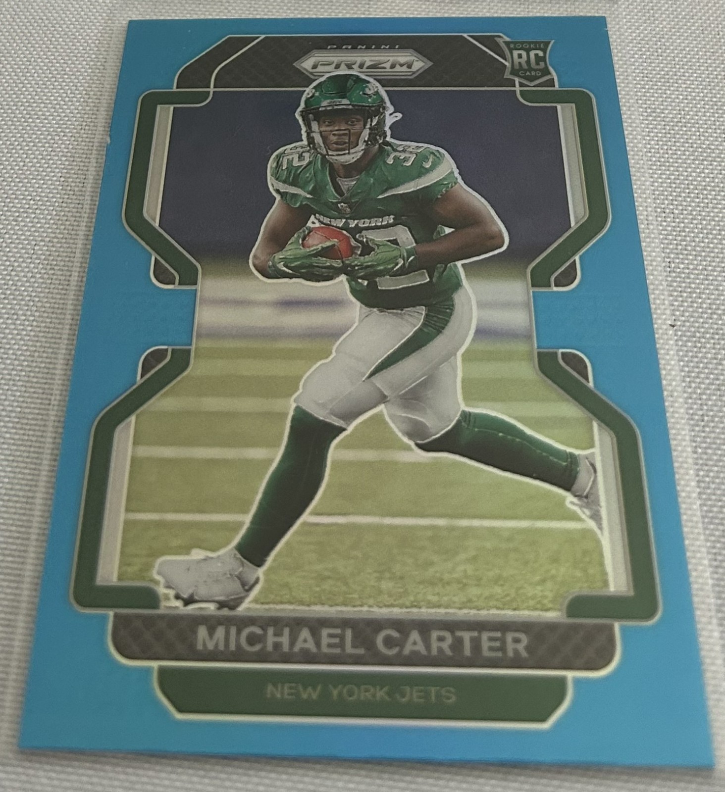 2021 Panini Prizm Football Michael Carter New York Jets Light Blue Prizm RC #365